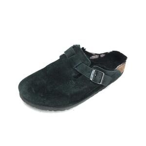 Birkenstock Boston Shearling Clogs Shoes Slip On Black Suede Women's 39 / 8